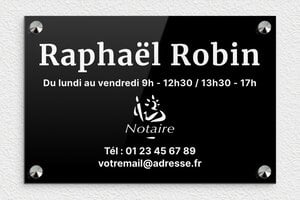 Plaque Notaire - ppro-notaire-004-4 - 300 x 200 mm - noir-blanc - screws-caps - ppro-notaire-004-4