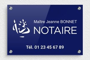 Plaque Notaire - ppro-notaire-006-1 - 300 x 200 mm - bleu-blanc - screws-spacer - ppro-notaire-006-1