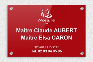 Plaque Notaire - ppro-notaire-007-1 - 300 x 200 mm - rouge-blanc - screws-caps - ppro-notaire-007-1