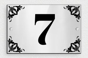 Plaque numéro maison style anglais - ppro-numero-pvc7-5 - 150 x 100 mm - gris-brillant-noir - screws - ppro-numero-pvc7-5