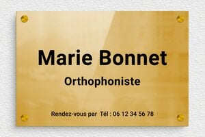 Plaque Orthophoniste - ppro-orthophoniste-004-4 - 300 x 200 mm - poli - screws-spacer - ppro-orthophoniste-004-4