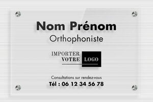 Plaque Orthophoniste - ppro-orthophoniste-009-4 - 300 x 200 mm - transparent - screws-spacer - ppro-orthophoniste-009-4