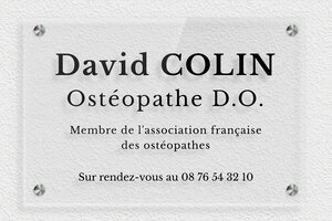 Plaque Professionnelle Plexiglass Transparent - ppro-osteopathe-001-46 - 300 x 200 mm - transparent - screws-spacer - ppro-osteopathe-001-46