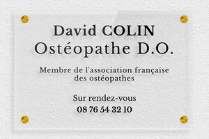 Plaque Professionnelle Plexiglass Transparent - ppro-osteopathe-001-5151 - 300 x 200 mm - transparent - screws-spacer - ppro-osteopathe-001-5151