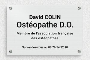 Plaque Ostéopathe - ppro-osteopathe-002-5 - 300 x 200 mm - brosse - screws-spacer - ppro-osteopathe-002-5