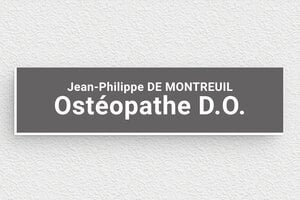 Plaque Ostéopathe - ppro-osteopathe-005-1 - 100 x 25 mm - gris-souris-blanc - glue - ppro-osteopathe-005-1