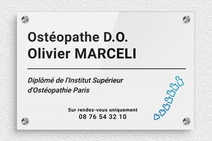 Plaque Ostéopathe - ppro-osteopathe-quadri-001-1 - 300 x 200 mm - custom - screws-spacer - ppro-osteopathe-quadri-001-1