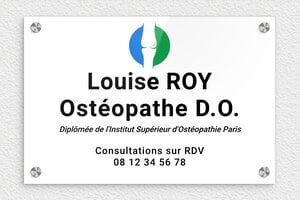 Plaque Ostéopathe - ppro-osteopathe-quadri-002-3 - 300 x 200 mm - custom - screws-caps - ppro-osteopathe-quadri-002-3