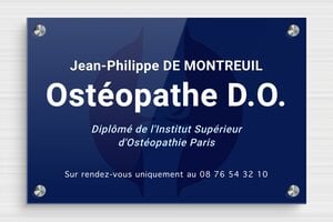 Plaque Ostéopathe - ppro-osteopathe-quadri-003-3 - 300 x 200 mm - custom - screws-spacer - ppro-osteopathe-quadri-003-3