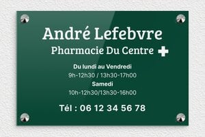 Plaque Pharmacie - ppro-pharmacie-001-4 - 300 x 200 mm - vert-blanc - screws-caps - ppro-pharmacie-001-4