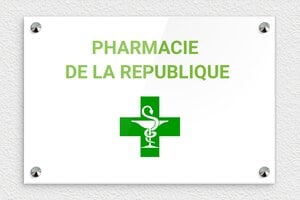 Plaque Pharmacie - ppro-pharmacie-003-1 - 300 x 200 mm - custom - screws-caps - ppro-pharmacie-003-1