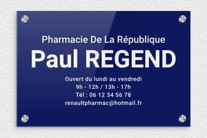 Plaque Pharmacie - ppro-pharmacie-004-4 - 300 x 200 mm - bleu-blanc - screws-caps - ppro-pharmacie-004-4