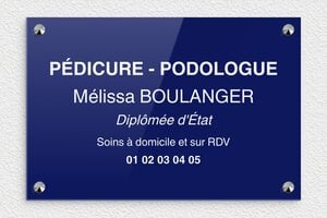 Plaque Podologue - ppro-podologue-003-1 - 300 x 200 mm - bleu-blanc - screws-caps - ppro-podologue-003-1