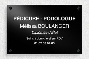 Plaque Podologue - ppro-podologue-003-5 - 300 x 200 mm - noir - screws-spacer - ppro-podologue-003-5