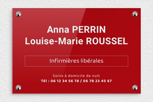 Plaque professionnelle rouge - ppro-profession-liberale-001-4 - 300 x 200 mm - rouge-blanc - screws-caps - ppro-profession-liberale-001-4