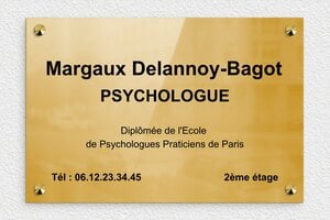Plaque Psychologue - ppro-psychologue-001-1 - 300 x 200 mm - poli - screws-caps - ppro-psychologue-001-1