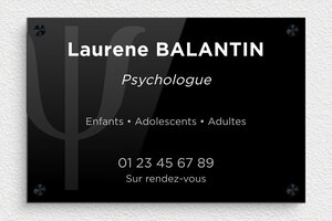 Plaque Professionnelle Plexiglass Noire - ppro-psychologue-001-2 - 300 x 200 mm - custom - screws-spacer - ppro-psychologue-001-2