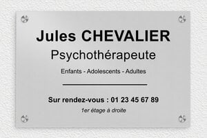 Plaque Professionnelle Aluminium - ppro-psychologue-004-07 - 300 x 200 mm - anodise - screws-caps - ppro-psychologue-004-07