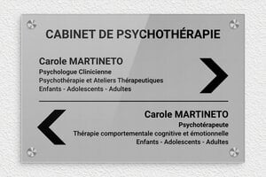 Plaque Psychologue - ppro-psychologue-004-1 - 300 x 200 mm - gris-noir - screws-caps - ppro-psychologue-004-1