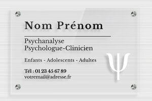 Plaque Psychologue - ppro-psychologue-007-4 - 300 x 200 mm - transparent - screws-spacer - ppro-psychologue-007-4