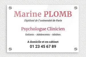 Plaque Psychologue - ppro-psychologue-010-1 - 300 x 200 mm - custom - screws-caps - ppro-psychologue-010-1