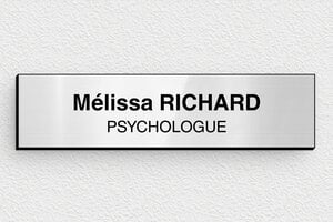Plaque Psychologue - ppro-psychologue-011-1 - 100 x 25 mm - gris-brillant-noir - glue - ppro-psychologue-011-1