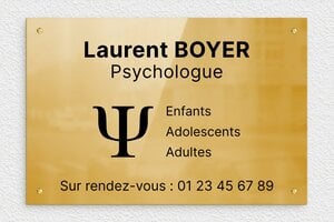 Plaque Psychologue - ppro-psychologue-laiton-5 - 300 x 200 mm - poli - screws - ppro-psychologue-laiton-5
