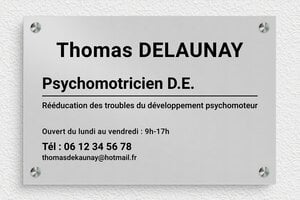 Plaque Professionnelle Aluminium - ppro-psychomotricien-004-4 - 300 x 200 mm - anodise - screws-spacer - ppro-psychomotricien-004-4