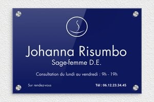 Plaque Sage femme - ppro-safefemme-002-1 - 300 x 200 mm - bleu-blanc - screws-caps - ppro-safefemme-002-1