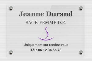 Plaque Sage femme - ppro-sage-femme-006-4 - 300 x 200 mm - transparent - screws-caps - ppro-sage-femme-006-4