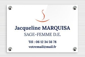 Plaque Sage femme - ppro-sage-femme-007-4 - 300 x 200 mm - custom - screws-caps - ppro-sage-femme-007-4