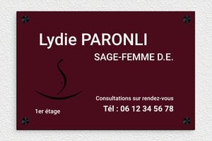 Plaque Sage femme - ppro-sage-femme-008-4 - 300 x 200 mm - custom - screws-caps - ppro-sage-femme-008-4
