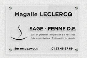 Plaque Professionnelle Plexiglass Transparent - ppro-sagefemme-001-06 - 300 x 200 mm - transparent - screws-spacer - ppro-sagefemme-001-06