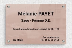 Plaque Sage femme - ppro-sagefemme-002-0 - 300 x 200 mm - miroir-rose-noir - screws-spacer - ppro-sagefemme-002-0