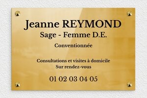 Plaque Sage femme - ppro-sagefemme-003-0 - 300 x 200 mm - poli - screws-caps - ppro-sagefemme-003-0