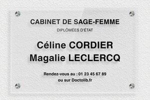 Plaque Professionnelle Plexiglass Transparent - ppro-sagefemme-004-05 - 300 x 200 mm - transparent - screws-spacer - ppro-sagefemme-004-05