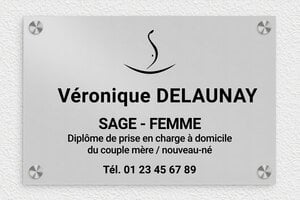 Plaque Sage femme - ppro-sagefemme-005-0 - 300 x 200 mm - anodise - screws-caps - ppro-sagefemme-005-0