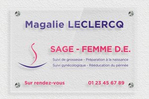 Plaque Professionnelle Plexiglass Transparent - ppro-sagefemme-pvc-quadri-001-515 - 300 x 200 mm - transparent - screws-spacer - ppro-sagefemme-pvc-quadri-001-515