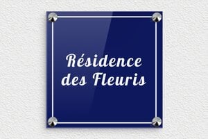 Plaque immeuble personnalisée - ppro-villa-005-45 - 150 x 150 mm - bleu-blanc - screws-caps - ppro-villa-005-45