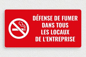 Panneau interdiction - Plaque défense de fumer dans les locaux - 200 x 100 mm - PVC - rouge-blanc - glue - ps-entreprisediverse-005-0