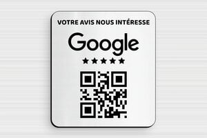 Plaque Qr Code pour Avis Google  - PVC - 90 x 100 mm - gris-brosse-noir - glue - qr-code-019-3