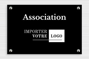 Signalétique pour association - secteur-association-001-32 - 300 x 200 mm - noir-blanc - screws-caps - secteur-association-001-32