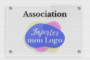 Plaque professionnelle association - secteur-association-plaque-pro-001-3 - 300 x 200 mm - transparent - screws-spacer - secteur-association-plaque-pro-001-3