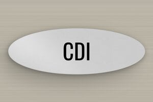 Panneau pour école - Plaque ovale CDI - 150 x 50 mm - Aluminium - anodise - glue - secteur-education-ecole-porte-008-3