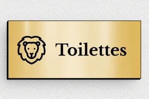 Plaque de porte WC - Toilettes et salle de bains - Plaquette toilettes - 80 x 35 mm - PVC - or-brosse-noir - glue - secteur-education-ecole-wc-005-2