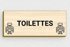 Plaque de porte WC - Toilettes et salle de bains - Plaque toilettes - Bois - 100 x 40 mm - 100 x 40 mm - Bois - erable - glue - secteur-education-ecole-wc-013-2