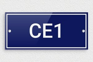 Panneau pour école - Plaque salle de classe CE1 - 200 x 90 mm - Plexiglass - bleu-blanc - screws - secteur-education-salle-de-classe-003-3