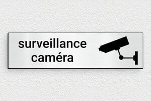 Signalétique vitrine - Panneau surveillance caméra - 170 x 45 mm - PVC - gris-brosse-noir - glue - secteur-magasin-003-3