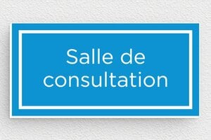 Signalétique cabinet médical - Plaque salle de consultation - 80 x 40 mm - PVC - bleu-ciel-blanc - glue - secteur-medical-032-2
