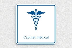 Signalétique cabinet médical - Plaque de cabinet médical - 150 x 150 mm - PVC - blanc-bleu - glue - secteur-medical-033-2